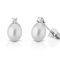 Ohrringe Kioto Dame in Weißgold Perla 0.06 Ct OR003/GOC-SI+ - OR003/GOC-SI+